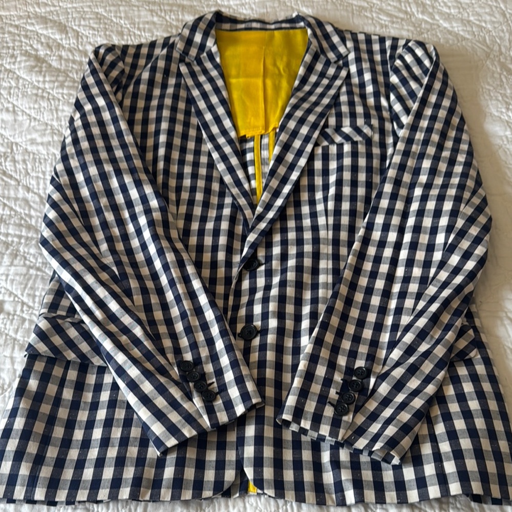 Stylish Navy Gingham Blazer